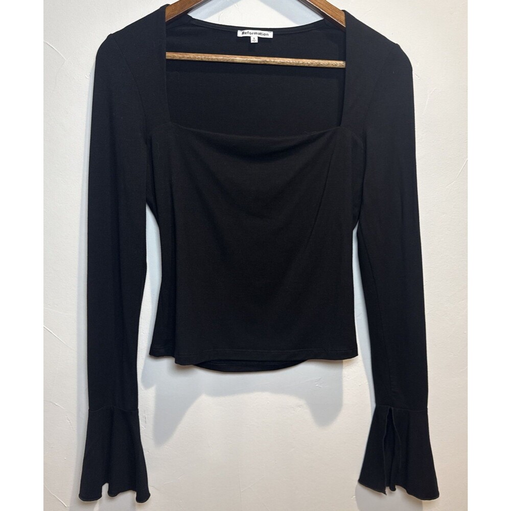 Reformation Black Shirt Women's Small Witchy Goth Dark Academia Dark Romantic - Picture 2 of 12